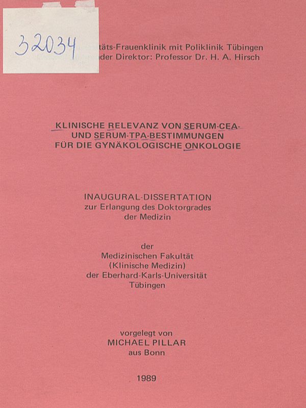 Klinische Relevanz von Serum-CEA- und Serum-TPA-Bestimmungen fur die gynakologische Onkologie