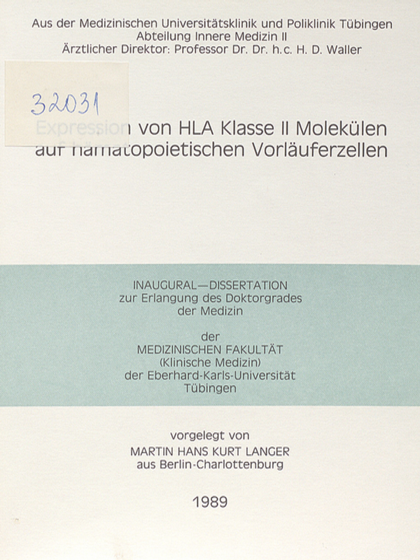 Expression von HLA Klasse II Molekulen auf hamatopoietischen Vorlauferzellen