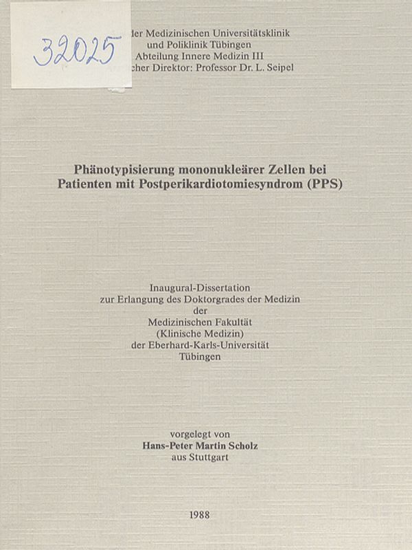 Phanotypisierung mononuklearer Zellen bei Patienten mit Postperikardiotomiesyndrom (PPS)