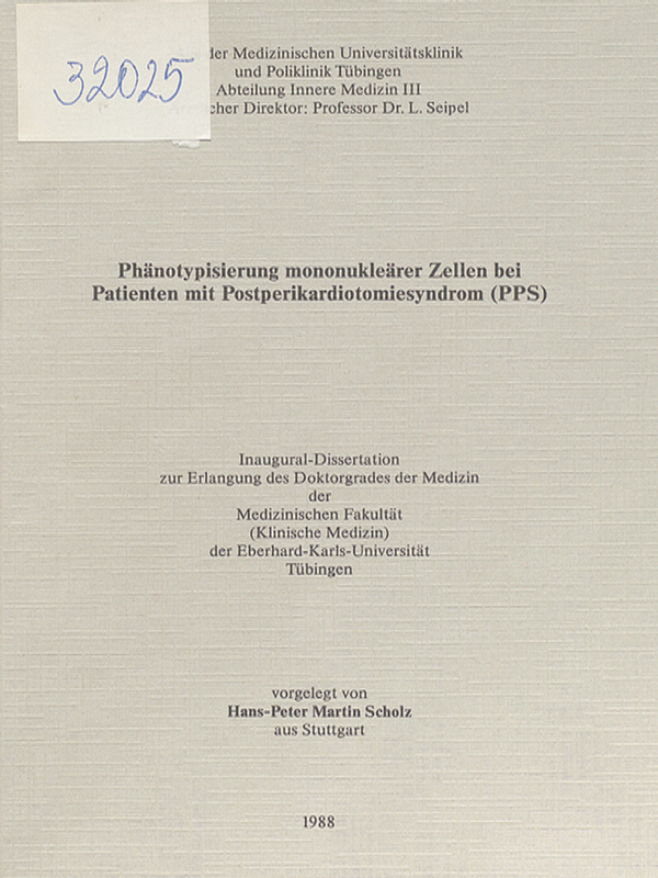 Phanotypisierung mononuklearer Zellen bei Patienten mit Postperikardiotomiesyndrom (PPS)