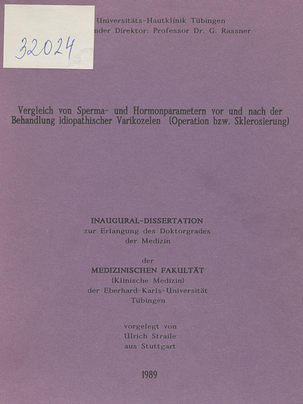 Vergleich von Sperma- und Hormonparametern vor und nach der Behandlung idiopathischer Varikozelen (Operation bzw. Sklerosierung)