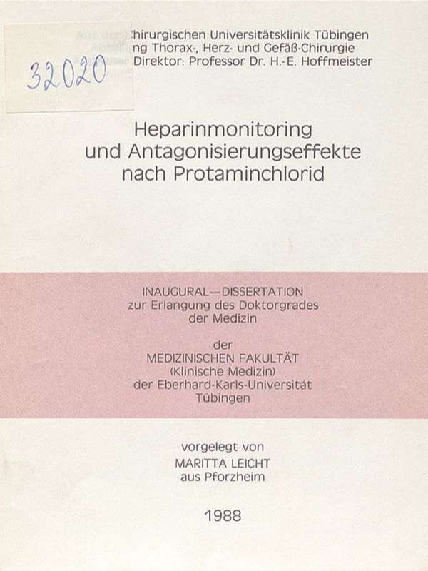 Heparinmonitoring und Antagonisierungseffekte nach Protaminchlorid