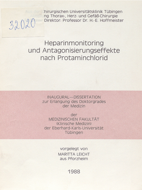 Heparinmonitoring und Antagonisierungseffekte nach Protaminchlorid