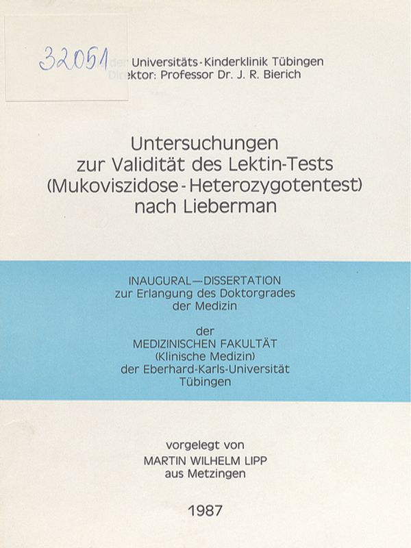 Untersuchungen zur Validitat des Lektin-Tests (Mukoviszidose-Heterozygotentests) nach Lieberman