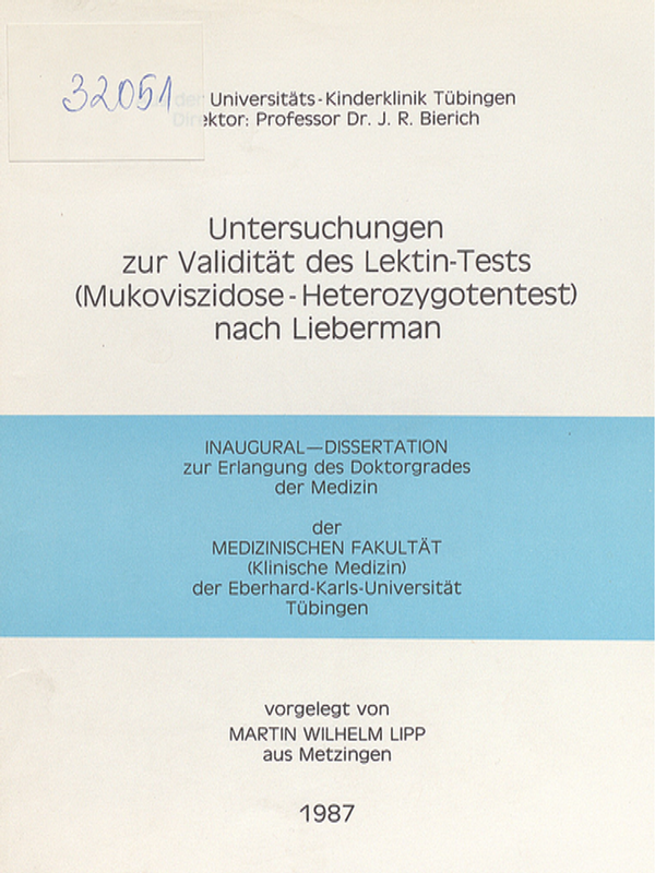 Untersuchungen zur Validitat des Lektin-Tests (Mukoviszidose-Heterozygotentests) nach Lieberman
