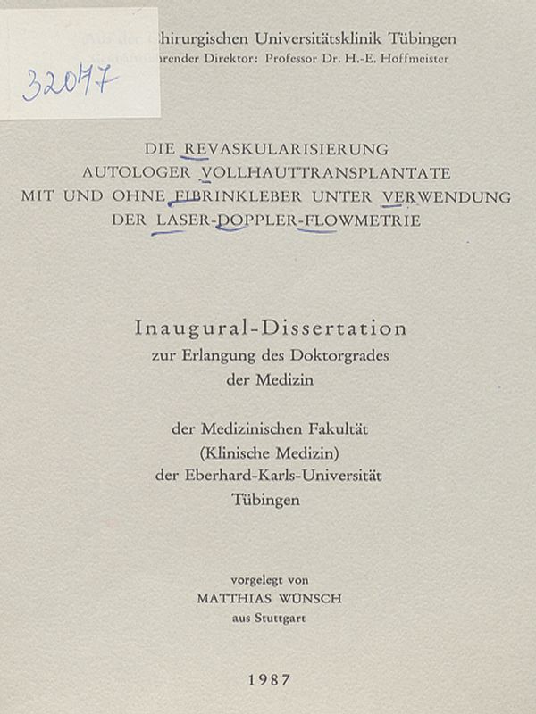 Die Revaskularisierung autologer Vollhauttransplantate mit und ohne Fibrinkleber unter Verwendung der Laser-Doppler-Flowmetrie