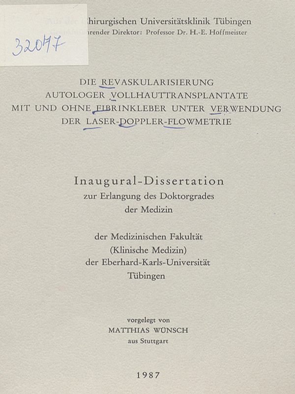 Die Revaskularisierung autologer Vollhauttransplantate mit und ohne Fibrinkleber unter Verwendung der Laser-Doppler-Flowmetrie