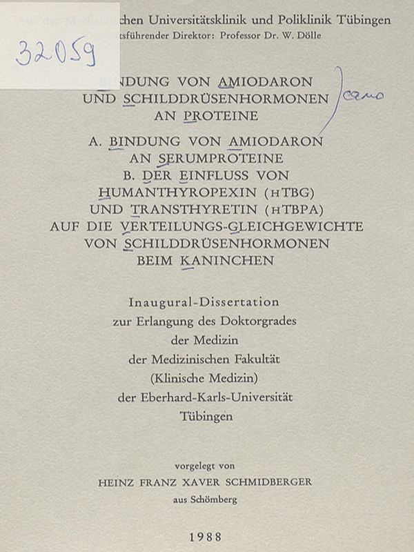 Bindung von Amiodaron und Schilddrusenhormonen an Proteine