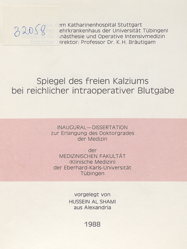 Spiegel des freien Kalziums bei reichlicher intraoperativer Blutgabe