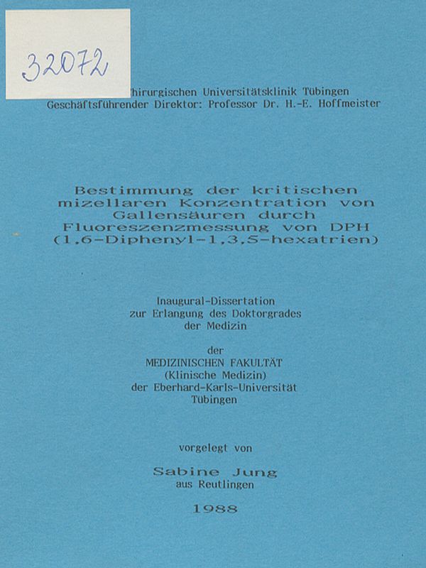 Bestimmung der kritischen mizellaren Konzentration von Gallensauren durch Fluoreszenzmessung von DPH (1,6-Diphenyl-1,3,5-hexatrien)