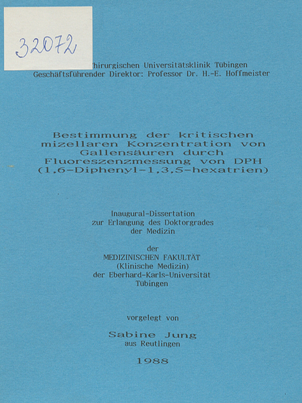 Bestimmung der kritischen mizellaren Konzentration von Gallensauren durch Fluoreszenzmessung von DPH (1,6-Diphenyl-1,3,5-hexatrien)
