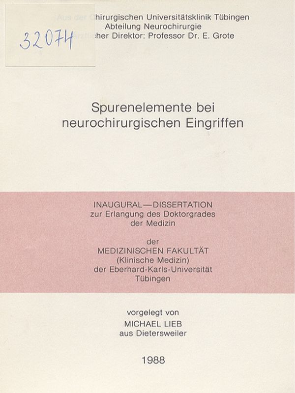 Spurenelemente bei neurochirurgischen Eingriffen