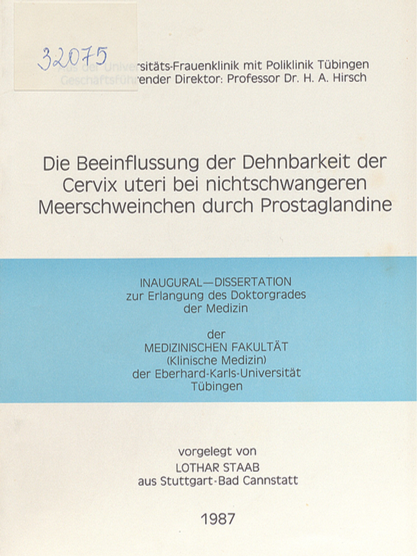 Die Beeinflussung der Dehnbarkeit der Cervix uteri bei nichtschwangeren Meerschweinchen durch Prostaglandine