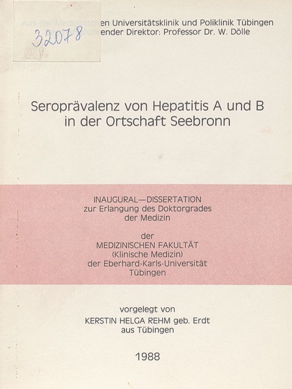Seropravalenz von Hepatitis A und B in der Ortschaft Seebronn