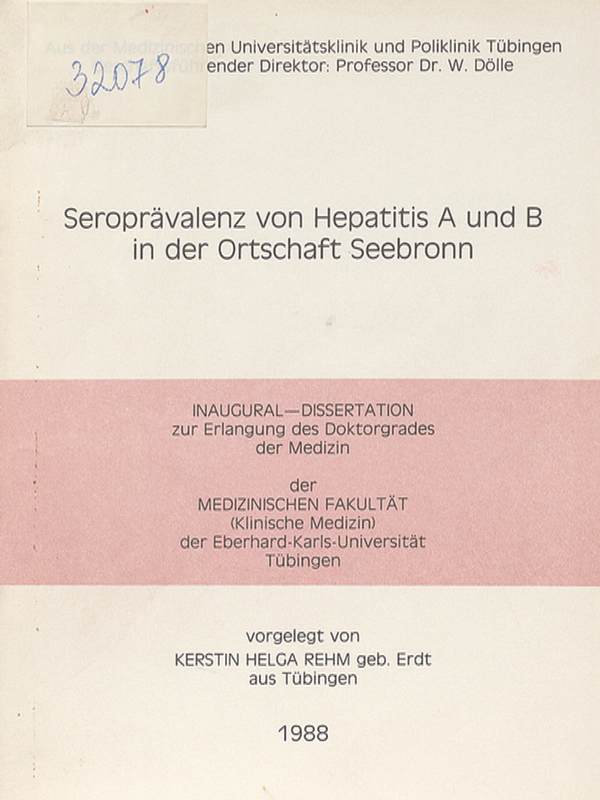 Seropravalenz von Hepatitis A und B in der Ortschaft Seebronn