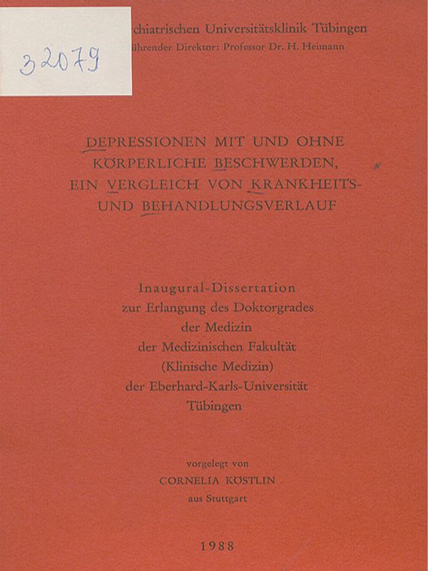 Depressionen mit und ohne korperliche Beschwerden, ein Vergleich von Krankheits- und Behandlungsverlauf