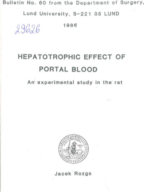 Hepatotrophic effect of portal blood