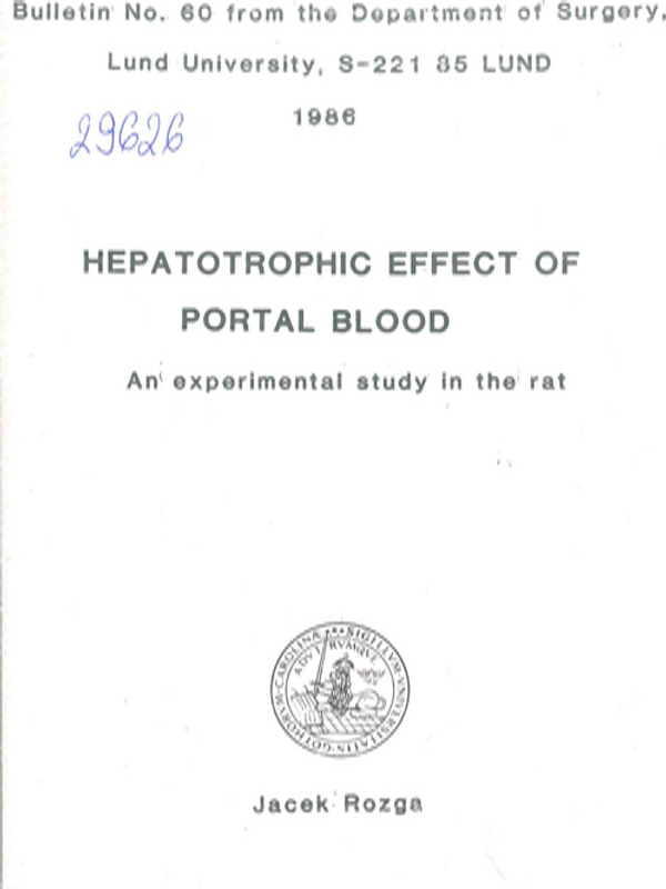Hepatotrophic effect of portal blood