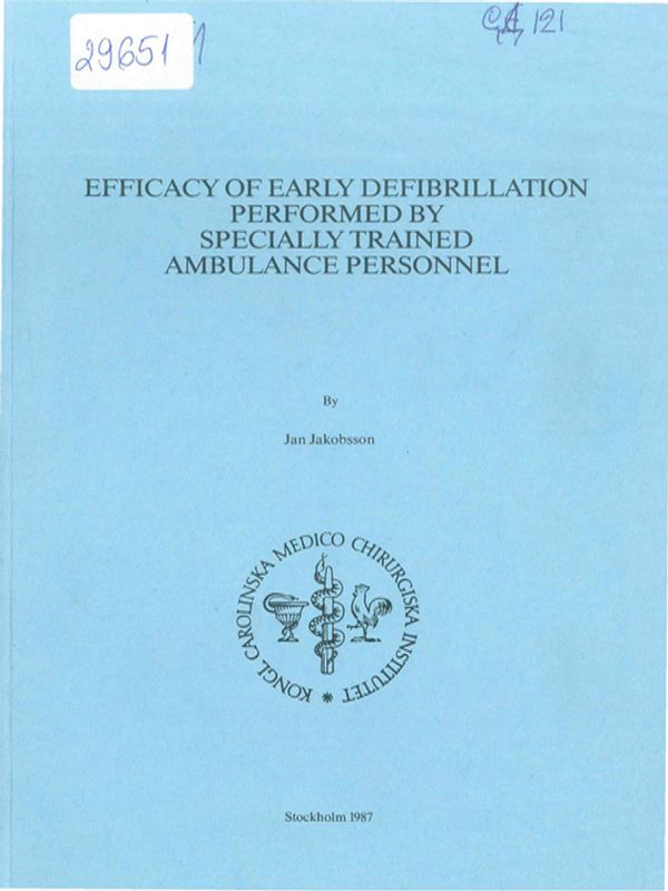 Efficacy of early defibrilation performed by specially trained ambulance personnel