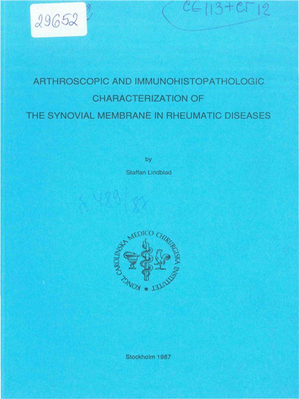 Arthroscopic and immunohistopathologic characterization of the synovial membrane in rheumatic diseases
