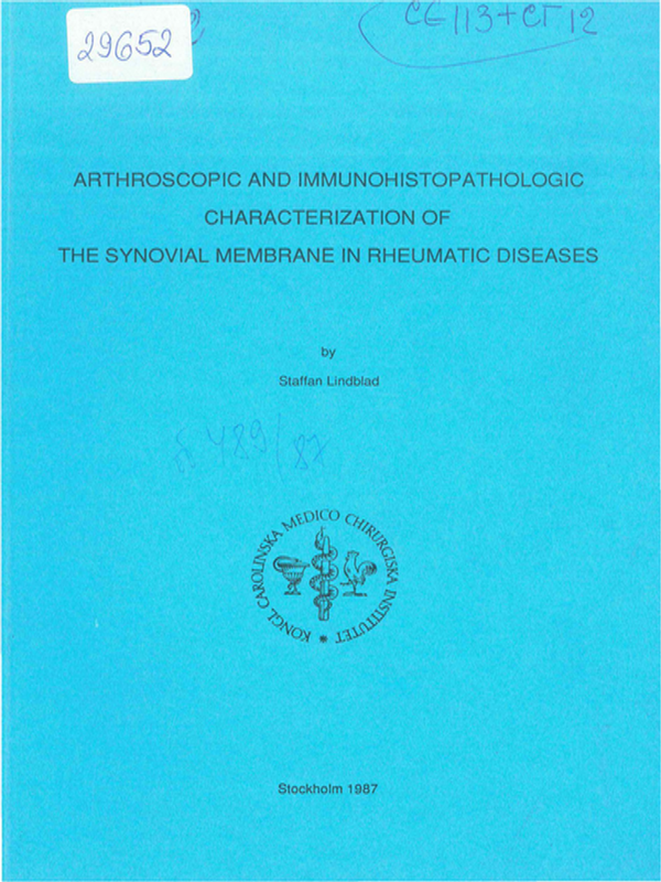 Arthroscopic and immunohistopathologic characterization of the synovial membrane in rheumatic diseases