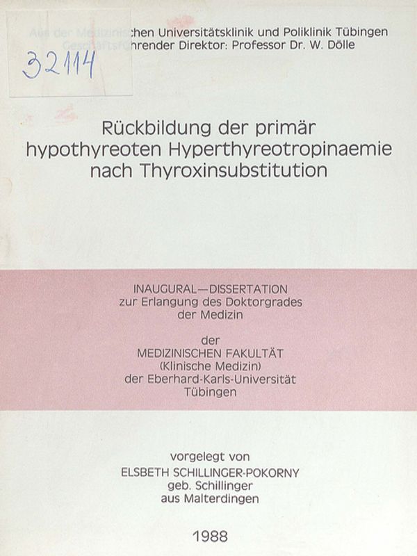 Ruckbildung der primar hypothyreoten Hyperthyreotropinaemie nach Thyroxinsubstitution