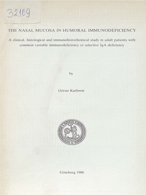 The nasal mucosa in humoral immunodeficiency