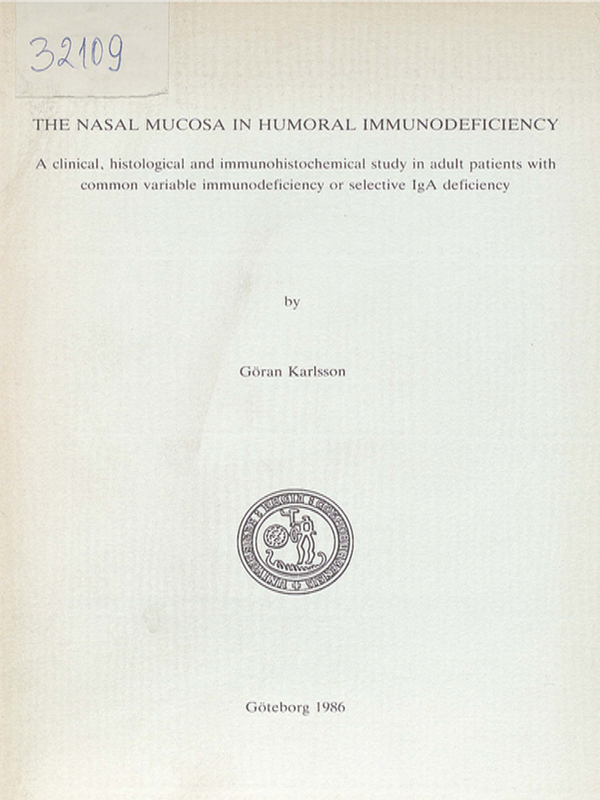 The nasal mucosa in humoral immunodeficiency