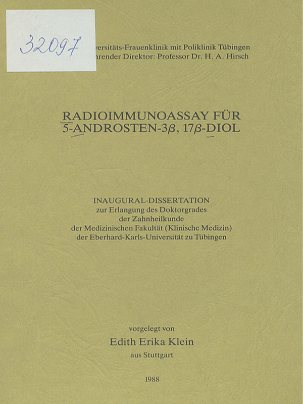 Radioimmunoassay fur 5-Androsten-3[beta], 17[beta]-diol