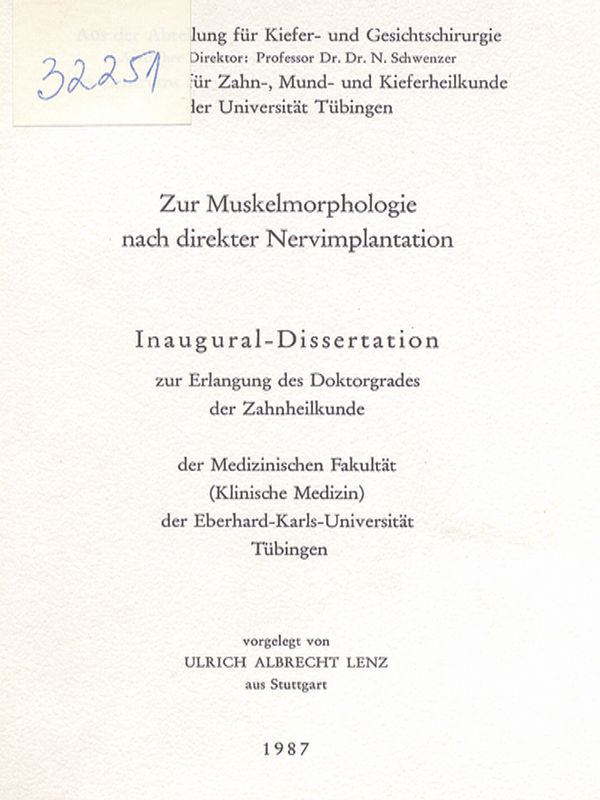 Zur Muskelmorphologie nach direkter Nervimplantation