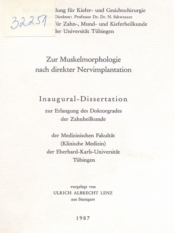 Zur Muskelmorphologie nach direkter Nervimplantation