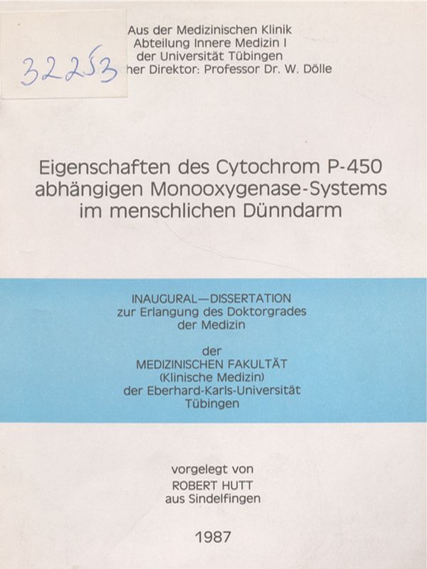 Eigenschaften des Cytochrom P-450 abhangigen Monooxygenase-Systems im menschlichen Dunndarm