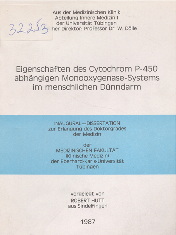 Eigenschaften des Cytochrom P-450 abhangigen Monooxygenase-Systems im menschlichen Dunndarm