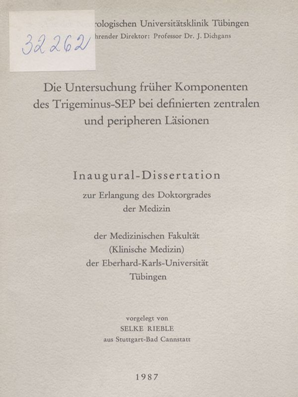 Die Untersuchung fruher Komponenten des Trigeminus-SEP bei definierten zentralen und peripheren Lasionen