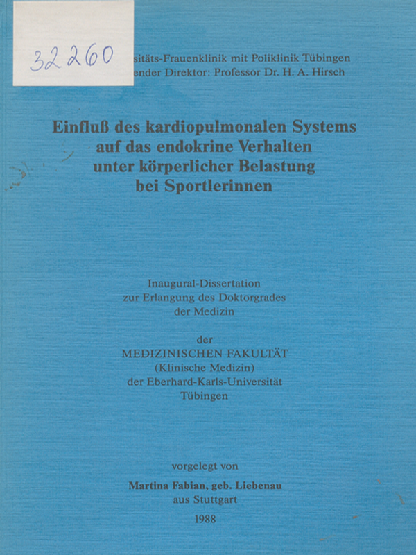 Einfluss des kardiopulmonalen Systems auf das endokrine Verhalten unter korperlicher Belastung bei Sportlerinnen