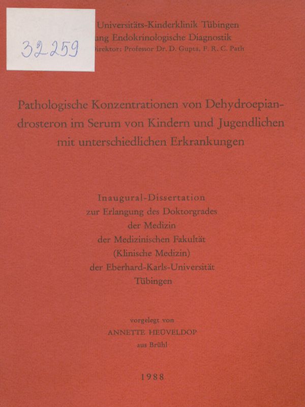 Pathologische Konzentrationen von Dehydroepiandrosteron im Serum von Kindern und Jugendlichen mit unterschiedlichen Erkrankungen