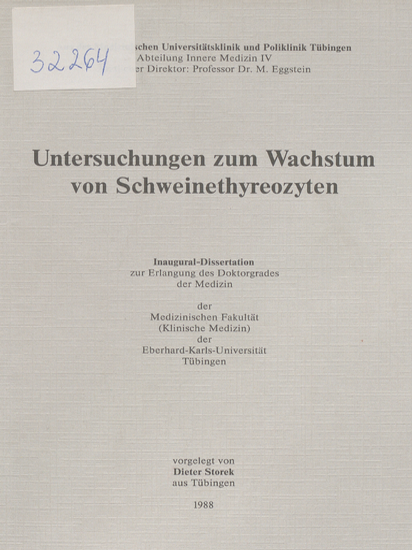 Untersuchungen zum Wachstum von Schweinethyreozyten