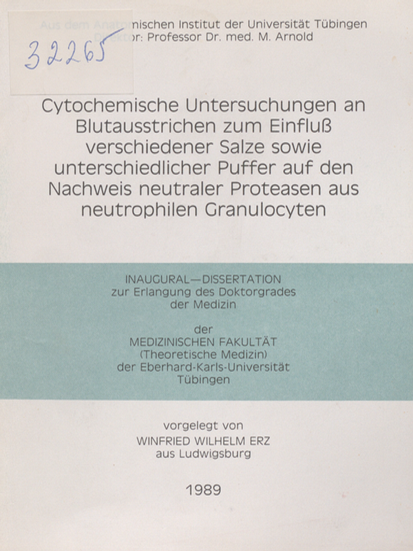 Cytochemische Untersuchungen an Blutausstrichen zum Einfluss verschiedener Salze sowie unterschiedlicher Puffer auf den Nachweis neutraler Proteasen aus neutrophilen Granulocyten