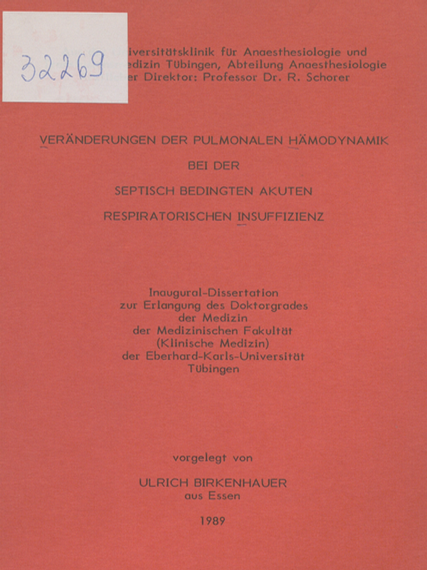 Veranderungen der pulmonalen Hamodynamik bei der septisch bedingten akuten respiratorischen Insuffizienz