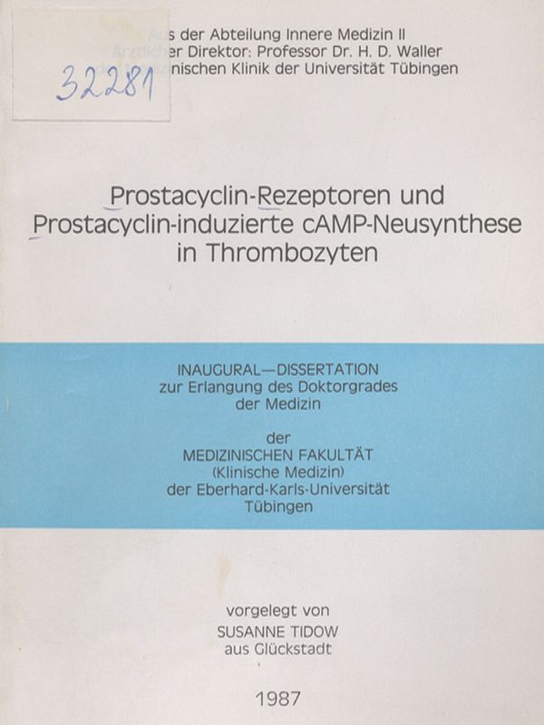 Prostacyclin-Rezeptoren und Prostacyclin-induzierte cAMP-Neusynthese in Thrombozyten