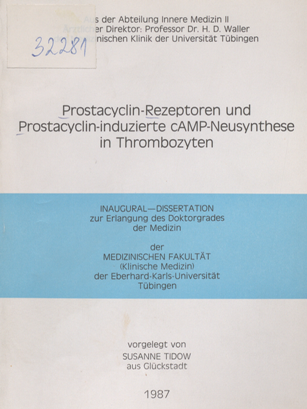 Prostacyclin-Rezeptoren und Prostacyclin-induzierte cAMP-Neusynthese in Thrombozyten