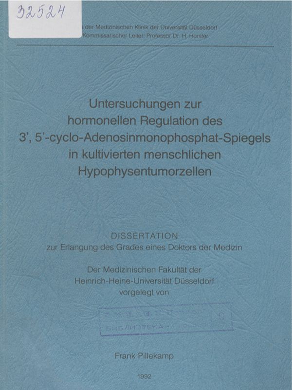 Untersuchungen zur hormonellen Regulation des 3`, 5`-cyclo-Adenosinmonophosphat-Spiegels in kultivierten menschlichen Hypophysentumorzellen
