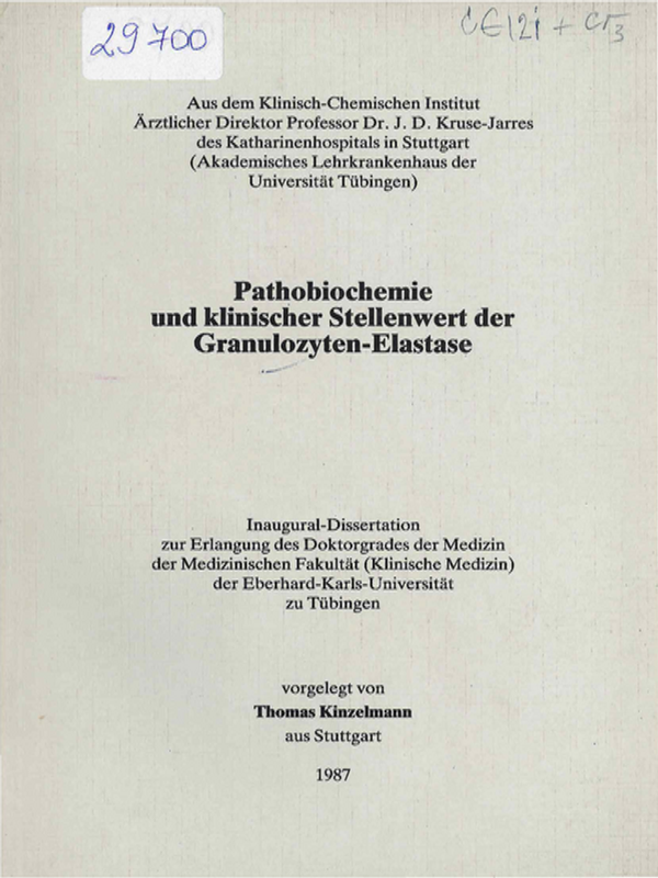Pathobiochemie und klinischer Stellenwert der Granulozyten-Elastase