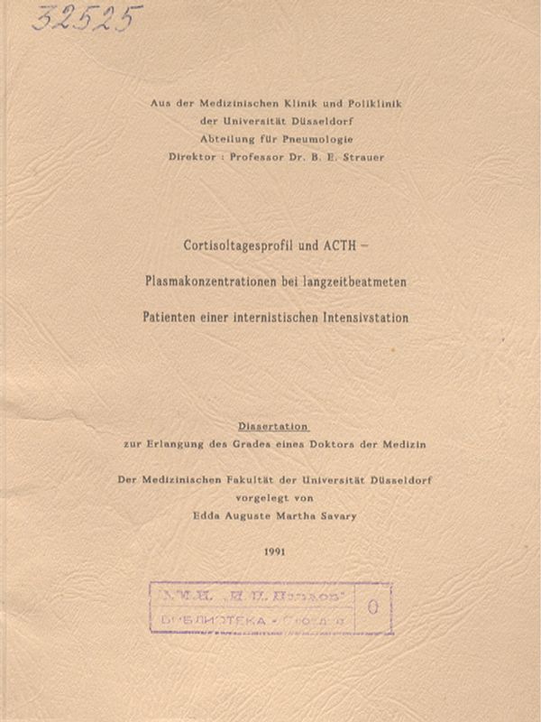 Cortisoltagesprofil und ACTH - Plasmakonzentrationen bei langzeitbeatmeten Patienten einer internistischen Intensivstation
