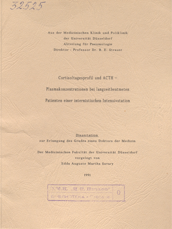 Cortisoltagesprofil und ACTH - Plasmakonzentrationen bei langzeitbeatmeten Patienten einer internistischen Intensivstation