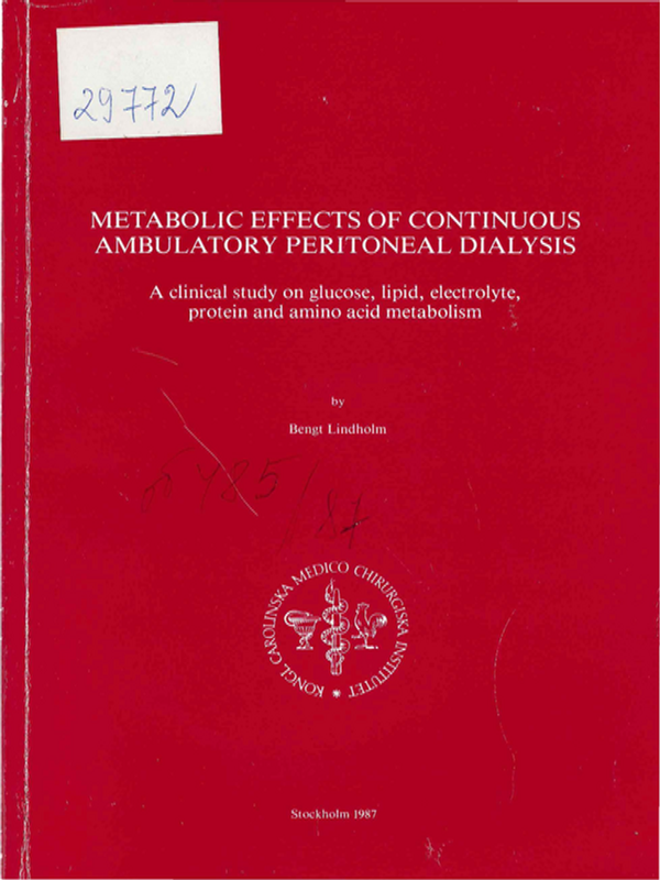 Metabolic effects of continuous ambulatory peritoneal dialysis