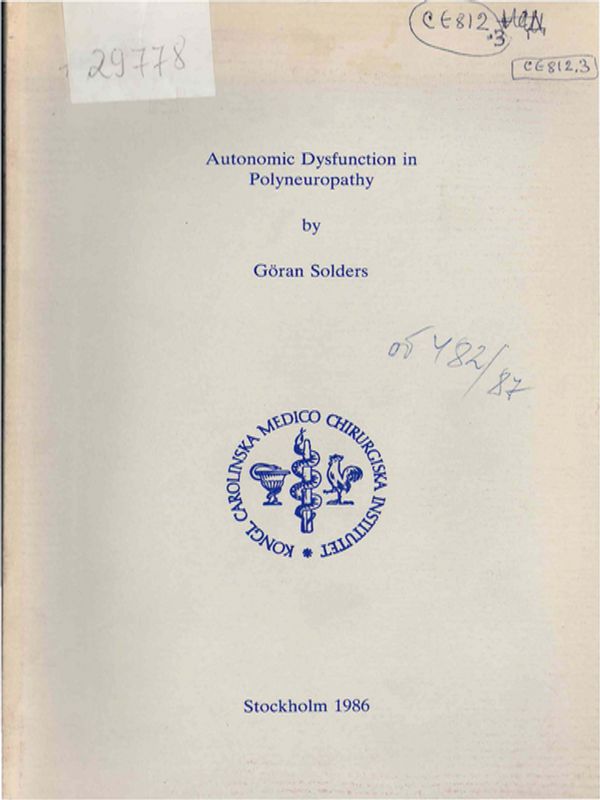 Autonomic dysfunction in polyneuropathy