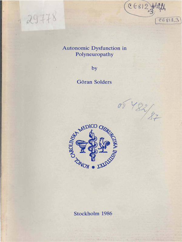 Autonomic dysfunction in polyneuropathy