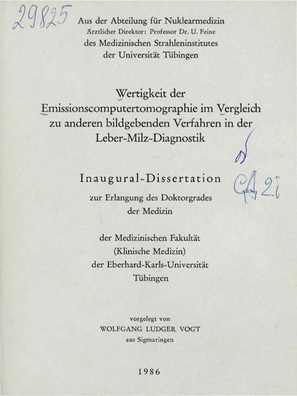 Wertigkeit der Emissionscomputertomographie im Vergleich zu anderen bildgebenden Verfahren in der Leber-Milz-Diagnostik