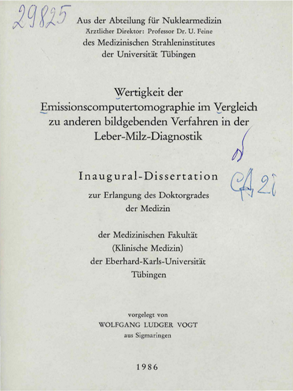 Wertigkeit der Emissionscomputertomographie im Vergleich zu anderen bildgebenden Verfahren in der Leber-Milz-Diagnostik